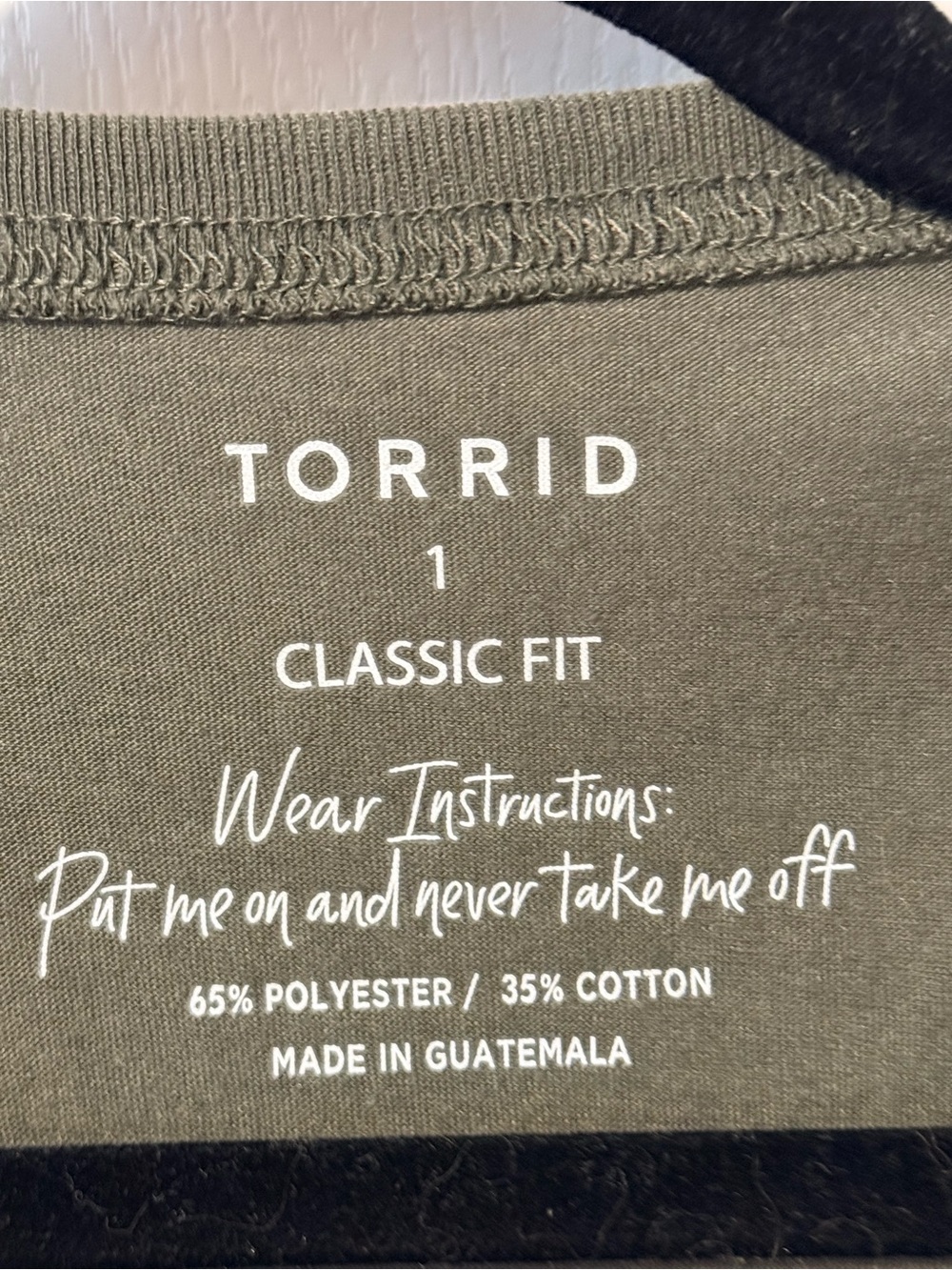 NWT Torrid Olive Green Everyday Signature Jersey Crew Tee - Picture 4 of 4